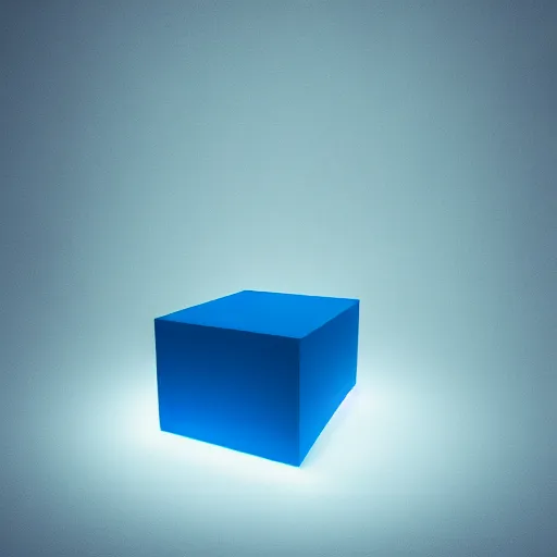 Prompt: blue cube, studio light, white backdrop, octane render