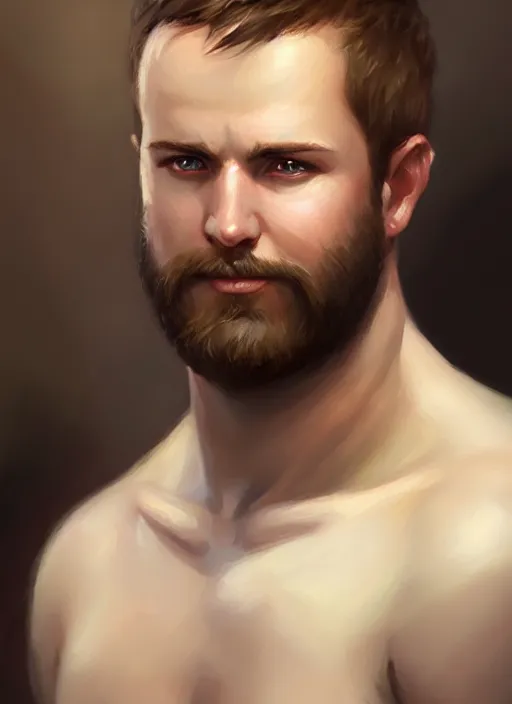 Image similar to a _ fantasy _ style _ portrait _ painting _ of slightly chubby white male very short hair short stubble, brown hair, rpg dnd oil _ painting _ unreal _ 5 _ daz. _ rpg _ portrait _ extremely _ detailed _ artgerm _ greg _ rutkowski _ greg