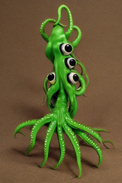 Prompt: caterpiller octopus kaiju action figure, vintage, 1980s