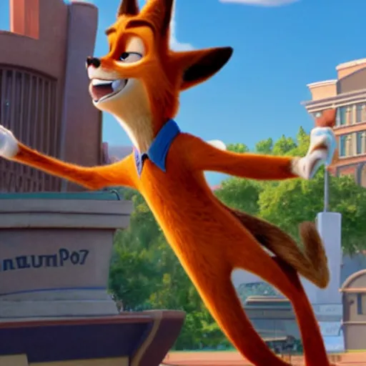 Prompt: Nick Wilde dabbing in Zootopia movie