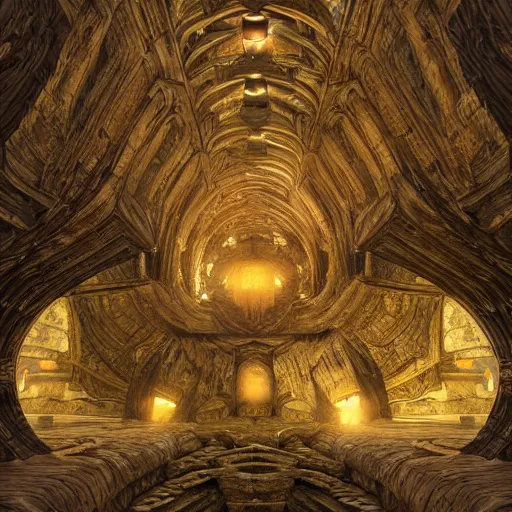 Image similar to subterranean dwarven kingdom, impressive architecture, high-detail, fantasy world, digital art