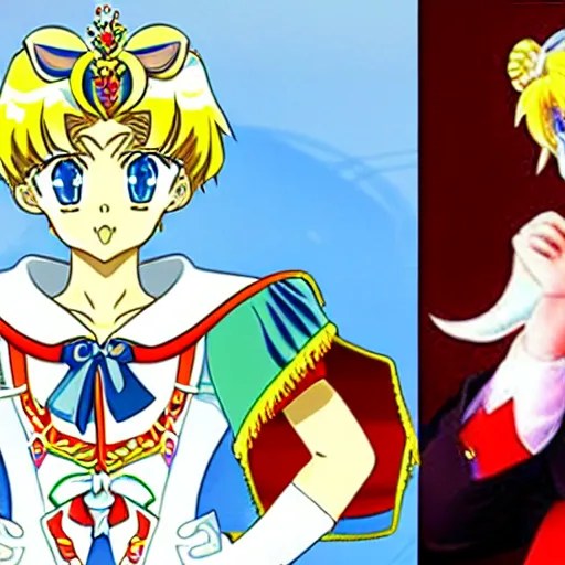 Image similar to president of belorussia, alexander lukashenko as anime princess, sailor moon, anime,WLOP, perfect faces, fine details