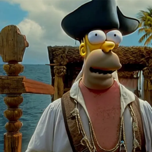 Image similar to A still of Homer Simpson in Pirates of the Caribbean: The Curse of the Black Pearl (2001)