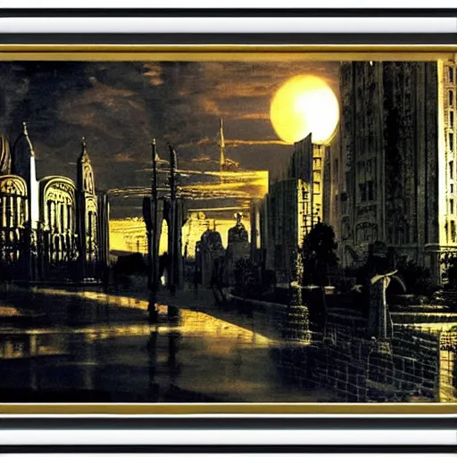 Prompt: dream city, exotic, cinematic lighting, by caravaggio