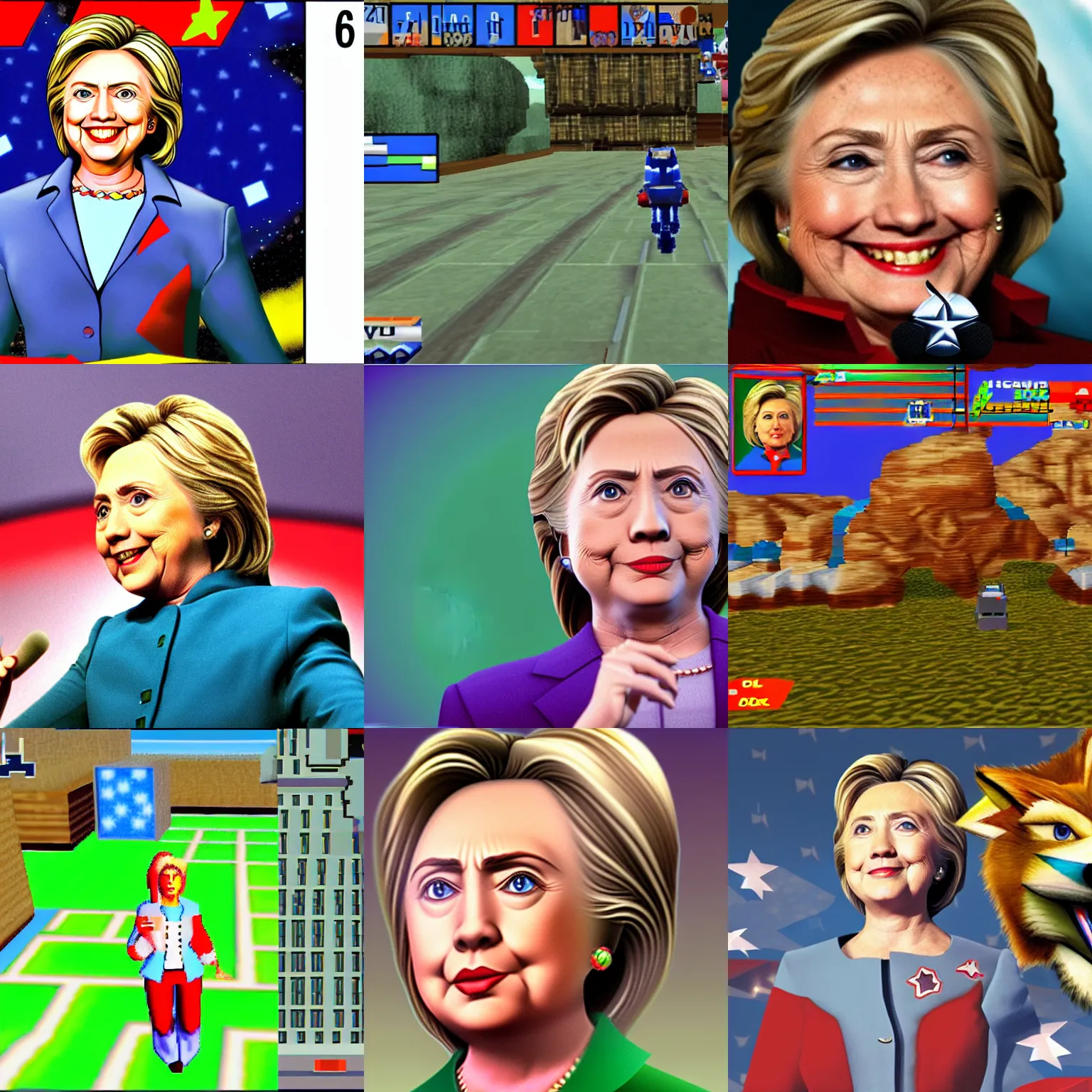 Prompt: Hillary clinton in starfox 64 for the Nintendo 64