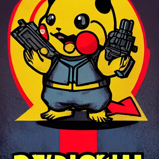 Prompt: Hyperdetailed pikachu holding a gun