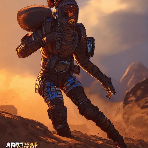 Image similar to wraith from apex legends standing in a battlefield, golden hour, sharp, trending on artstation, digital art