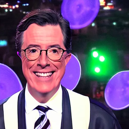 Prompt: stephen colbert at a rave