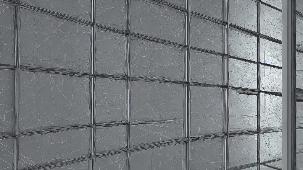 Prompt: aluminum window in the middle of the grey room, 8k vector render, detail, sharp focus,