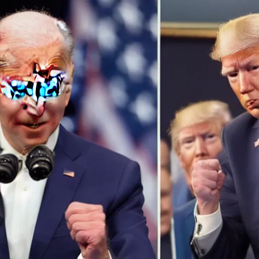 Image similar to president biden and president trump having a boxing match, sports photo