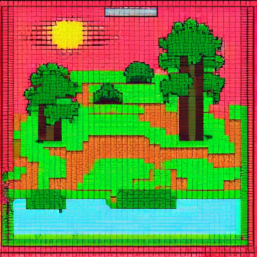 Image similar to landscape pixel art
