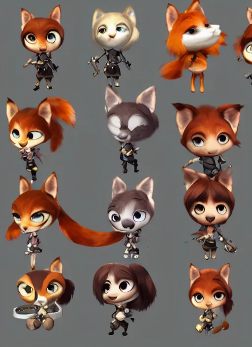 Image similar to female furry mini cute style, highly detailed, rendered, ray - tracing, cgi animated, 3 d demo reel avatar, style of maple story and zootopia, maple story gun girl, fox from league of legends chibi, soft shade, soft lighting