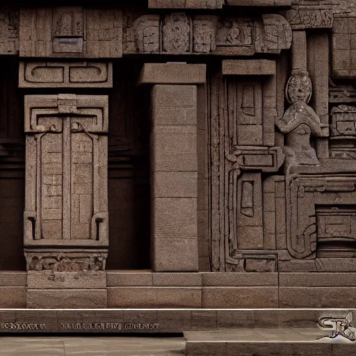 Prompt: 4 k unreal engine render of an ancient never seen before indian high detail temple. mirroring water