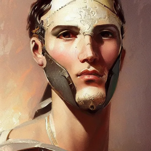 Image similar to close - up portrait of an ancient roman character in ornate armor, by ilya kuvshinov, by thomas lawrence, by bayard wu, trending on artstation, masterpiece