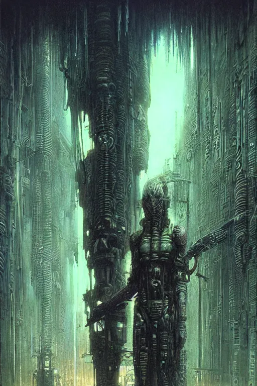 Image similar to cyberpunk future by luis royo and wayne barlowe, beksinski