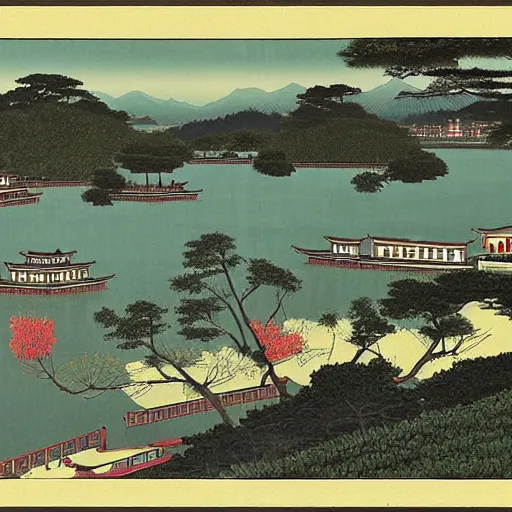 Image similar to West Lake Cultural Landscape of Hangzhou,Hasui Kawase