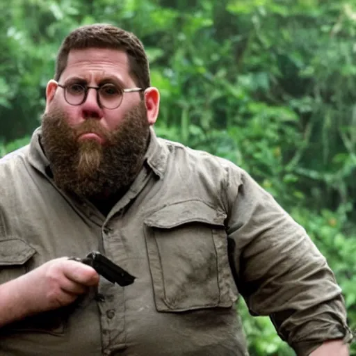 Prompt: a screen still of nick frost in jumanji.