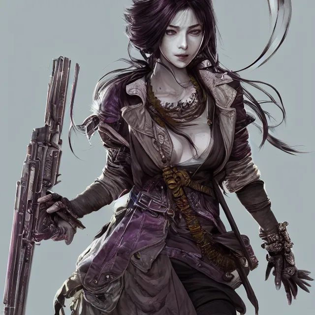 Prompt: the portrait of chaotic neutral semi - colorful smiling female rogue assassin as unimaginably beautiful, gorgeous, elegant, young anime girl, an ultrafine hyperdetailed illustration by kim jung gi, irakli nadar, detailed faces, intricate linework, octopath traveler, final fantasy, unreal engine highly rendered, global illumination, radiant light, detailed and intricate environment