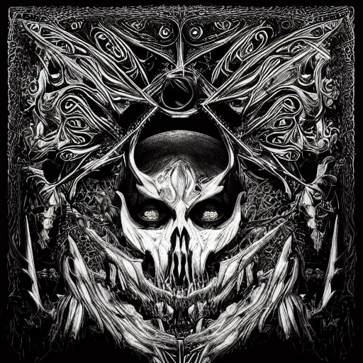 Image similar to black metal art, intricate, highly detailed, digital painting, concept art, album cover, illustration