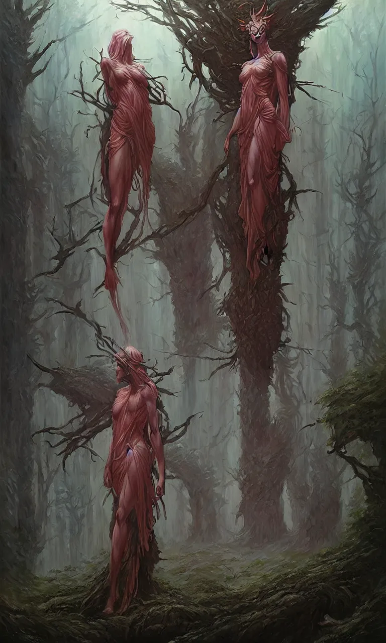 Image similar to Goddess of the forest, trending on Artstation, Greg Rutkowski, Wayne Barlowe