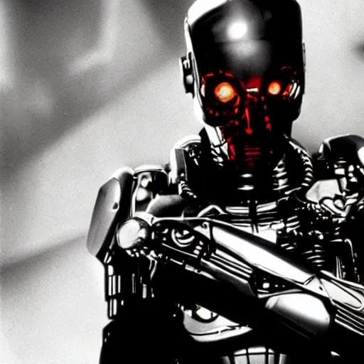 Image similar to movie still of a cool cyborg, cinematic composition, cinematic light, by george romero