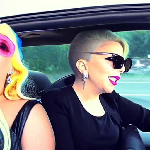 Image similar to lady gaga and judy garland carpool karaoke