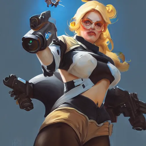 Image similar to greg manchess portrait painting of alice zuberg as overwatch character, medium shot, asymmetrical, profile picture, organic painting, sunny day, matte painting, bold shapes, hard edges, street art, trending on artstation, by huang guangjian and gil elvgren and sachin teng