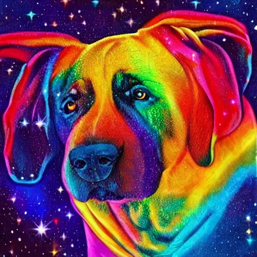 Image similar to rainbow cosmic dog