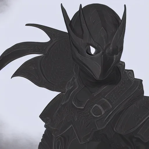 Image similar to a highly detailed digital art of a man wearing a epic shadow armor