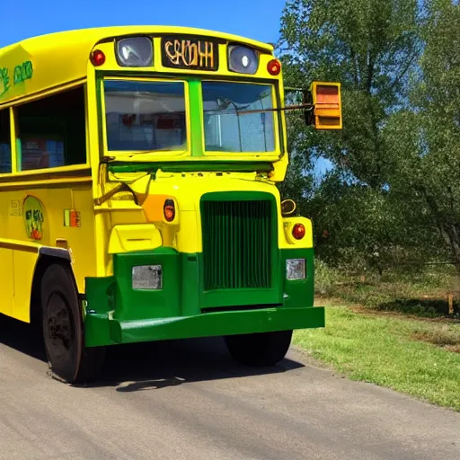 Image similar to a green school bus