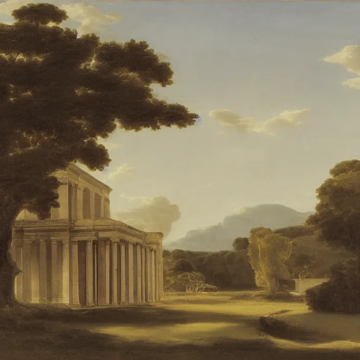Image similar to a building in a serene landscape, by antonio canova