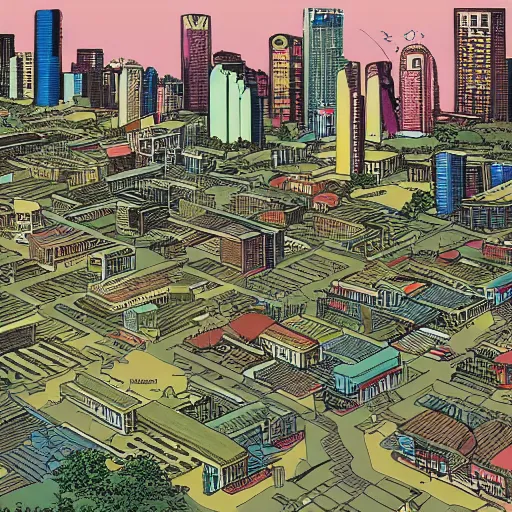 Image similar to a snapshot of a singaporean neighbourhood, by moebius