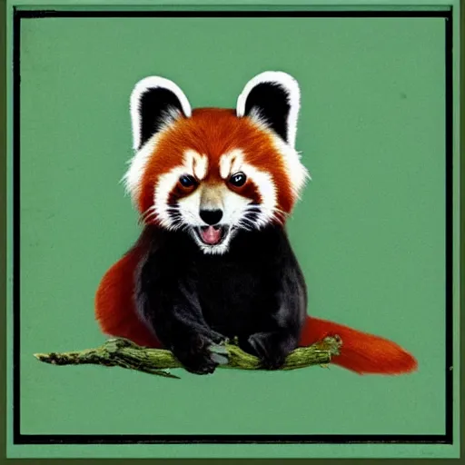 Image similar to red panda on a propaganda poster, world war, circa 1 9 3 9, stencil