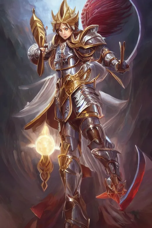 Prompt: A Game card of Jesus as a knight of zodiac using a the saint seiya Sacred Heart armor, by Stanley Artgerm Lau, WLOP, Rossdraws, James Jean, Andrei Riabovitchev, Marc Simonetti, Yoshitaka Amano, ArtStation, CGSociety,