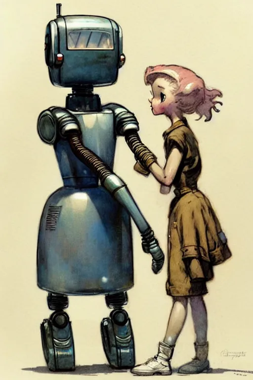 Prompt: ( ( ( ( ( 1 9 5 0 s retro future robot android 1 9 8 0 s robot animal maid. muted colors. ) ) ) ) ) by jean - baptiste monge!!!!!!!!!!!!!!!!!!!!!!!!!!!!!!