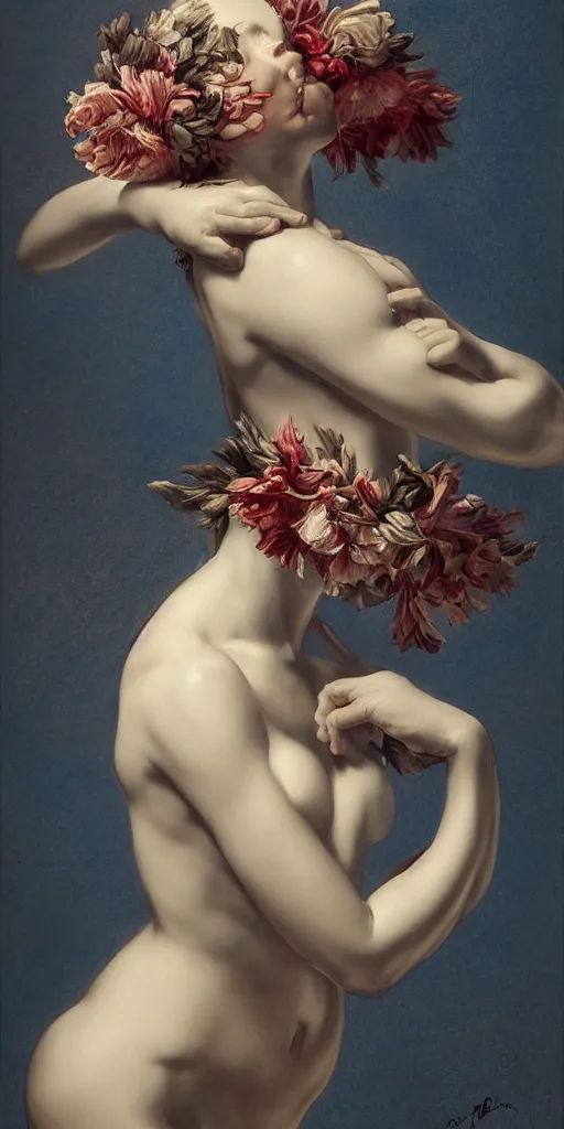 Image similar to highly detailed beautiful photography of flower, sharp focus, dramatic, dynamic, lighting, elegant, blue background, harmony, beauty, masterpiece, by roberto ferri, by kim jung gi, pencil draw