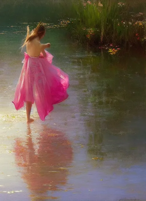 Image similar to There are many pink lotus and green lotus leaves on the dark blue sea, by Vicente Romero Redondo