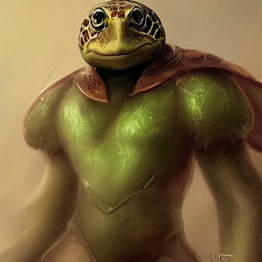 Image similar to anthropomorphic turtle hero by wlop