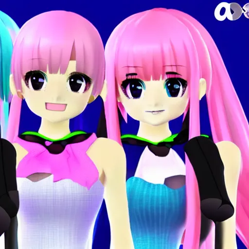 Image similar to Ariana Grande as a MMD model, 3D, style of Hatuke Miku model, Vocaloid, colorful