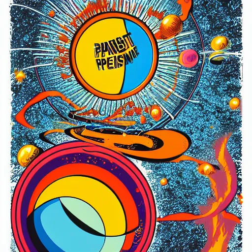 Image similar to 2 planet collapse particle fusion element macro cosmic circle art by butcher billy, sticker, colorful, illustration, highly detailed, simple, smooth and clean vector curves, no jagged lines, vector art, smooth