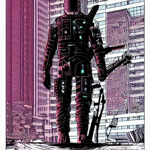 Image similar to Cyberpunk dude, Laurie Greasley