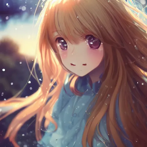 Image similar to a very beautiful anime girl, full body, long golden hair, sky blue eyes, full round face, short smile, mini jeans skirt, cute top, winter setting, cinematic lighting, medium shot, mid-shot, highly detailed, trending on Artstation, Unreal Engine 4k, cinematic wallpaper by Stanley Artgerm Lau, WLOP, Rossdraws, James Jean, Andrei Riabovitchev, Marc Simonetti, and Sakimichan