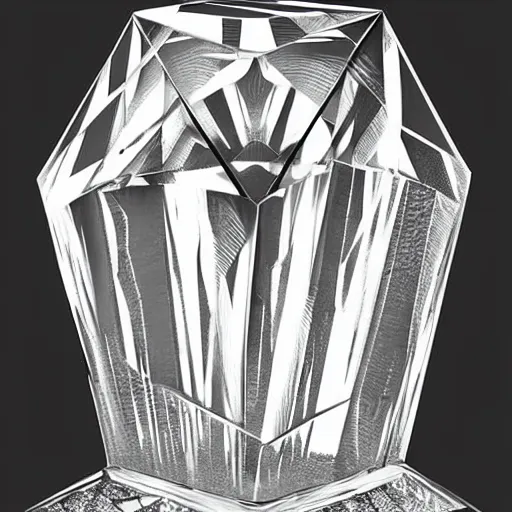 Image similar to detailed illustration of a natural crystal cut in half, realistic, black and white, vintage