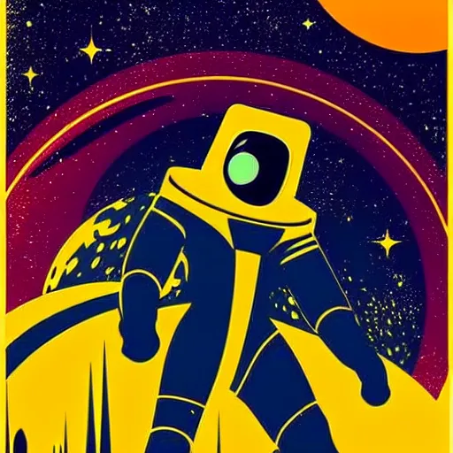 Image similar to a space travel poster, space opera, retro - futuristic poster style, amazing composition, old poster on a wall