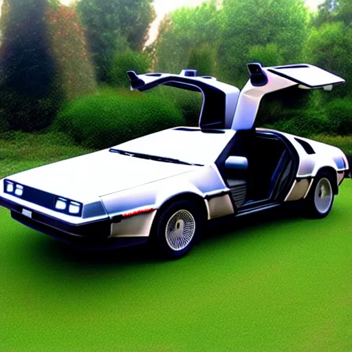 Prompt: delorean covered with pokemons