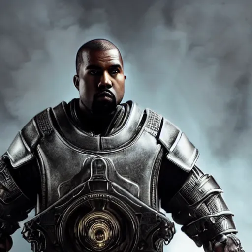 Image similar to kanye west as the pope pope in gears of war battlefield 5, splash art, movie still, cinematic lighting, dramatic, octane render, long lens, shallow depth of field, bokeh, anamorphic lens flare, 8 k, hyper detailed, 3 5 mm film grain