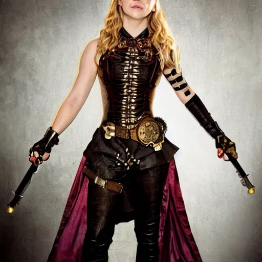 Image similar to whole body photo of natalie dormer as a steampunk warrior