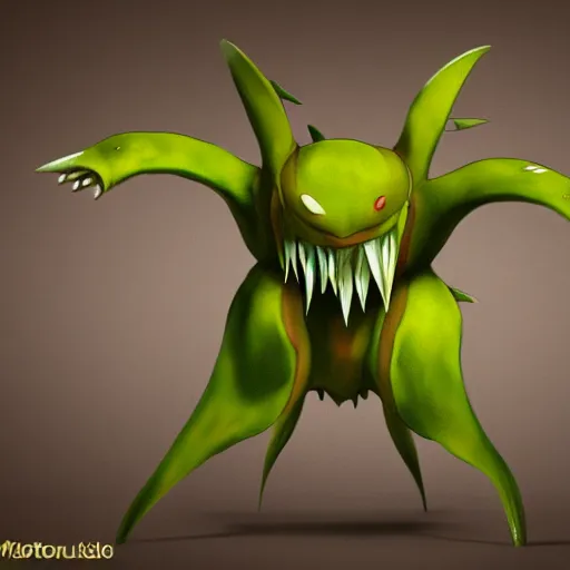 Prompt: a pokemon that looks like a dionaea muscipula, digital art, unreal engine.