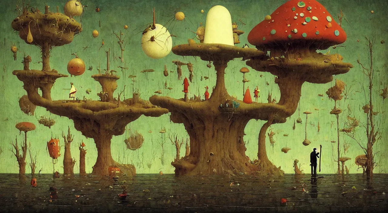 Image similar to single flooded simple!! toadstool tower anatomy, very coherent and colorful high contrast masterpiece by norman rockwell franz sedlacek hieronymus bosch dean ellis simon stalenhag rene magritte gediminas pranckevicius, dark shadows, sunny day, hard lighting