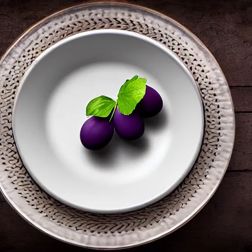 Prompt: the loneliest grape on a plate realistic photograph